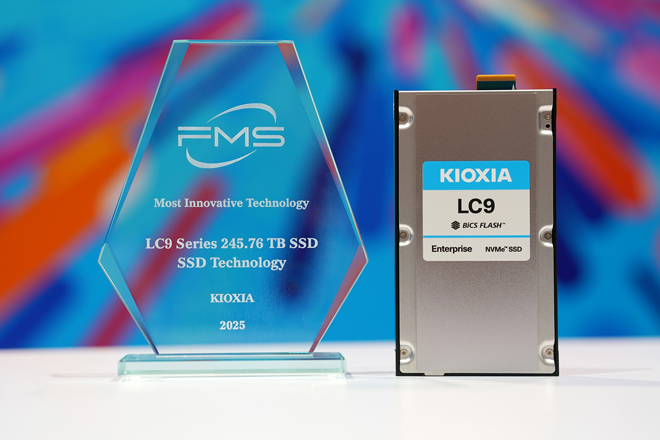 キオクシアの大容量245.76 TBのエンタープライズSSD「KIOXIA LC9シリーズ」が「FMS: the Future of Memory and Storage」の「Best of Show Award」を受賞