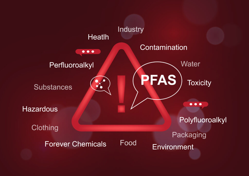 PFAS Warning Triangle Professional warning triangle infographic with PFAS word Graphic and web design business presentation PFAS risks PFAS contamination forever chemicals Vector illustration - Semicon.TODAY