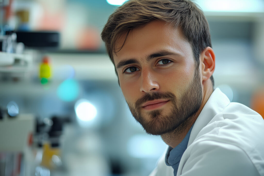 Focused male engineer immersed in semiconductor research at a modern lab - Semicon.TODAY