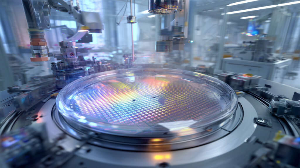虹色に輝くウェーハが装置上で回転する瞬間 - Semicon.TODAY