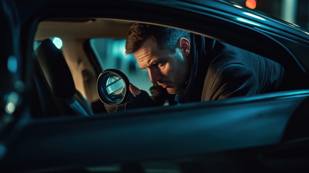 A detective searching a suspects car for evidence Featuring forensic methods and investigative techniques - Semicon.TODAY