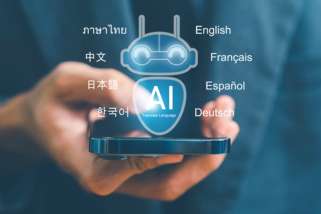 Artificial intelligence technology enabling automatic language translation Global language translation and international connections powered by AI applications and smart systems - Semicon.TODAY