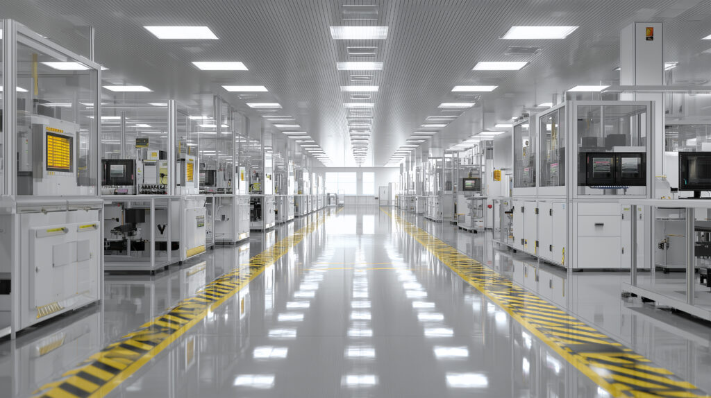 無人で整然とした半導体工場クリーンルームの内部風景 - Semicon.TODAY