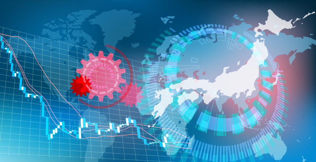 コロナウィルスによる日本の株価下落イメージ - Semicon.TODAY
