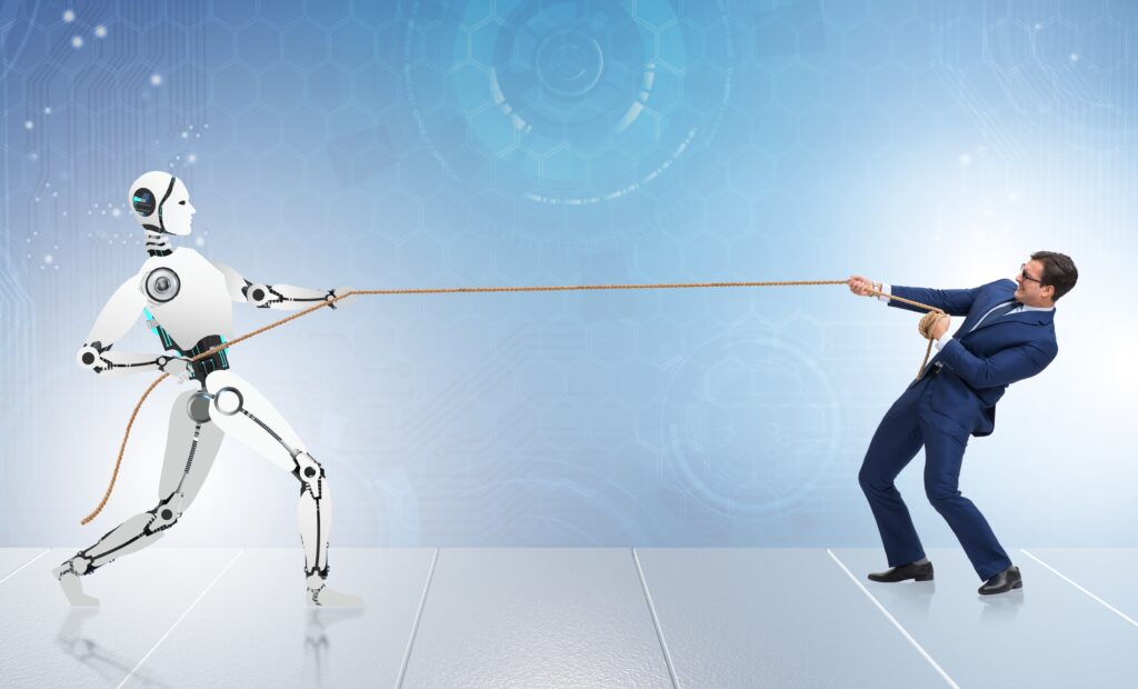 Competition between humans and robots in tug of war concept - Semicon.TODAY