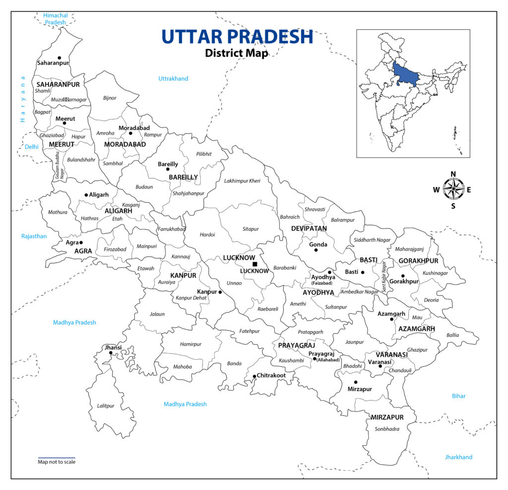 Uttar Pradesh political map Indian State Map - Semicon.TODAY
