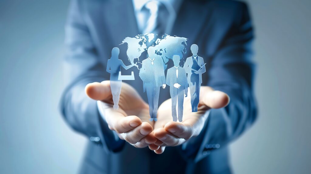 HR Recruitment and Global Talent Network in Business Hands Generative AI 手の中の人材ネットワークで採用タレント獲得を表現 - Semicon.TODAY