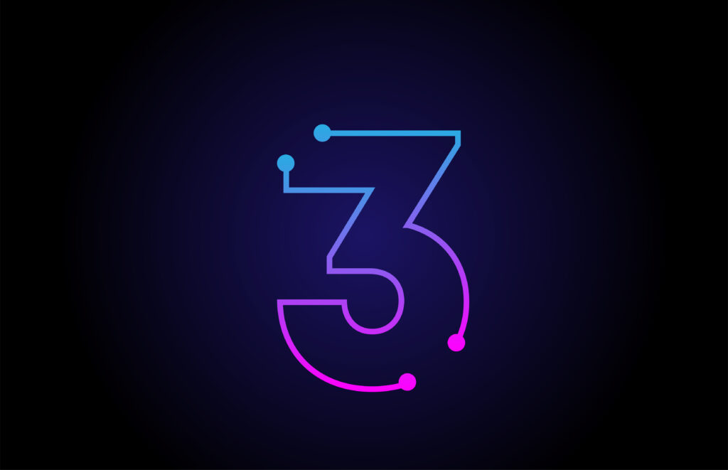 Number 3 logo icon design in pink blue colors - Semicon.TODAY