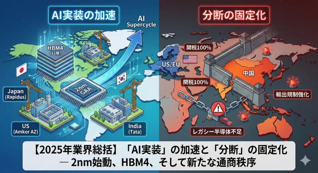 【2025年業界総括】「AI実装」の加速と「分断」の固定化—2nm始動、HBM4、そして新たな通商秩序