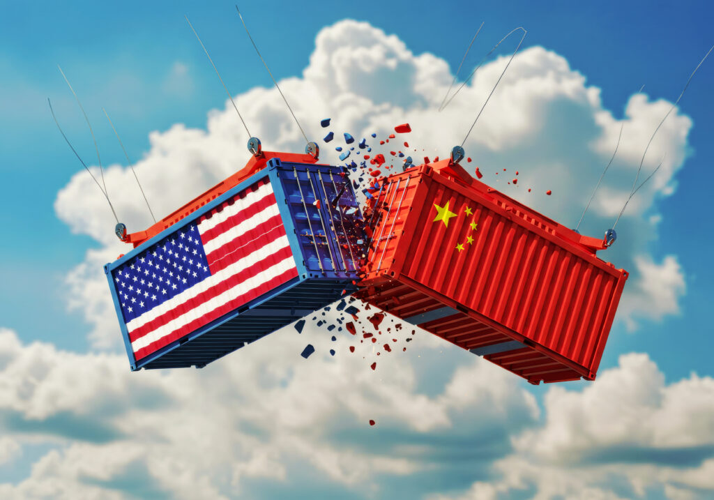 US-China Trade War Colliding Cargo Containers Symbolizing Global Economic Tensions and the Uncertain Future of International Commerce - Semicon.TODAY