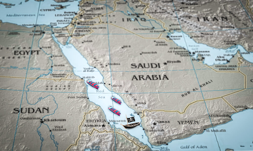 The Red Sea Region with cargo and pirate ships - Semicon.TODAY