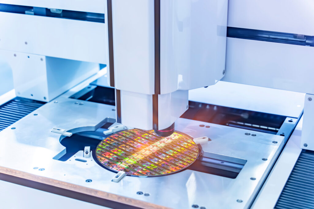 Silicon wafer with semiconductor microchip on machine process examining testing in microscope - SEMICON.TODAY