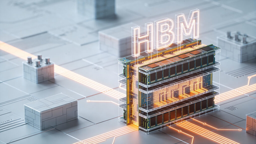 IBM logo rendered in neon on top of a stacked circuit board with glowing orange traces and a futuristic tech grid backdrop